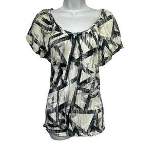 Armani exchange black white abstract blouse Size M